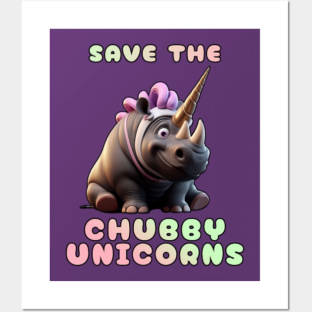 Save The Chubby Unicorns Wall Art by Adulting Sucks